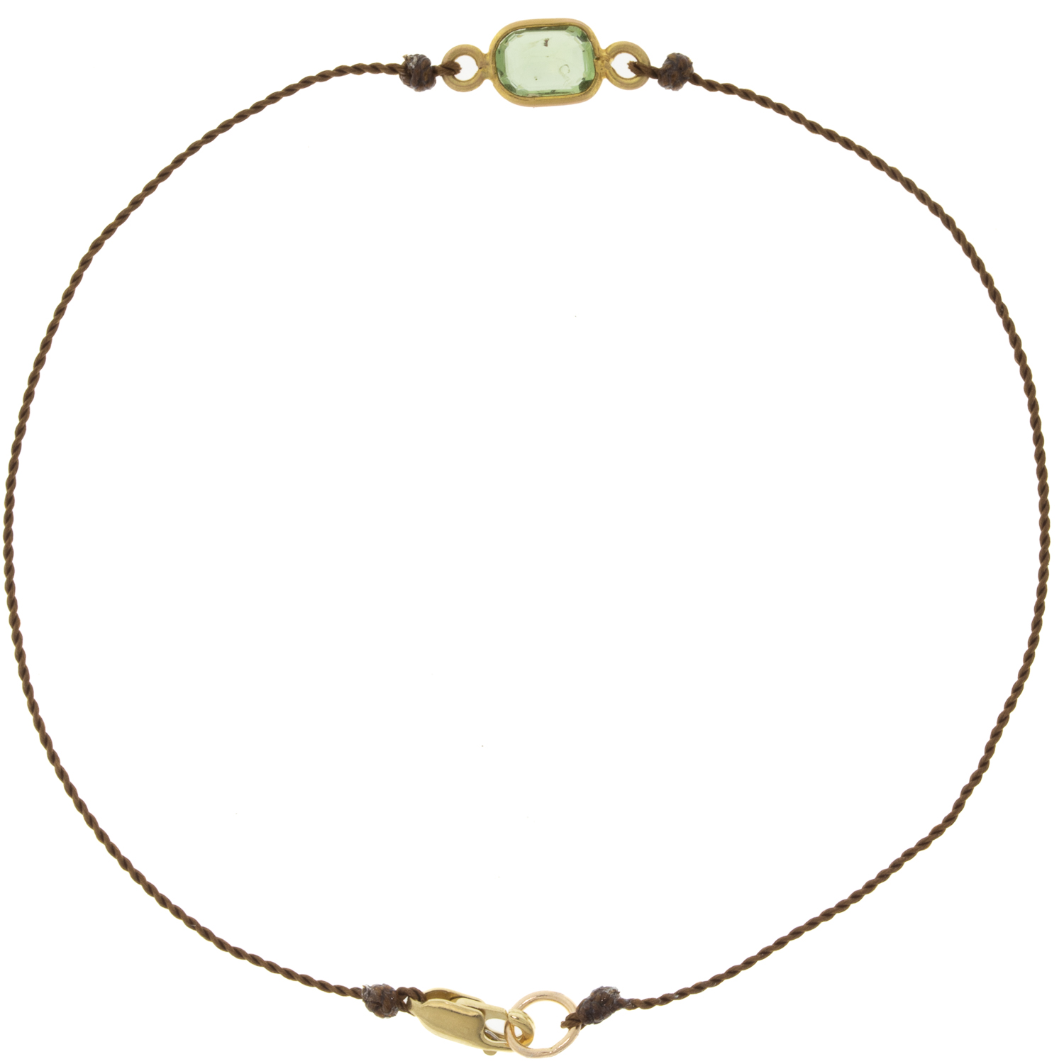 Margaret Solow:Bracelet on cord,18K Green Sapphire