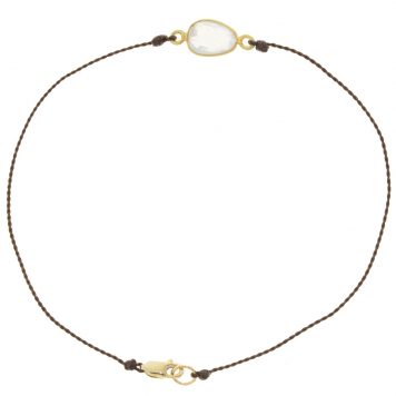 Margaret Solow:Bracelet on cord,18K Rainbow Moonstone
