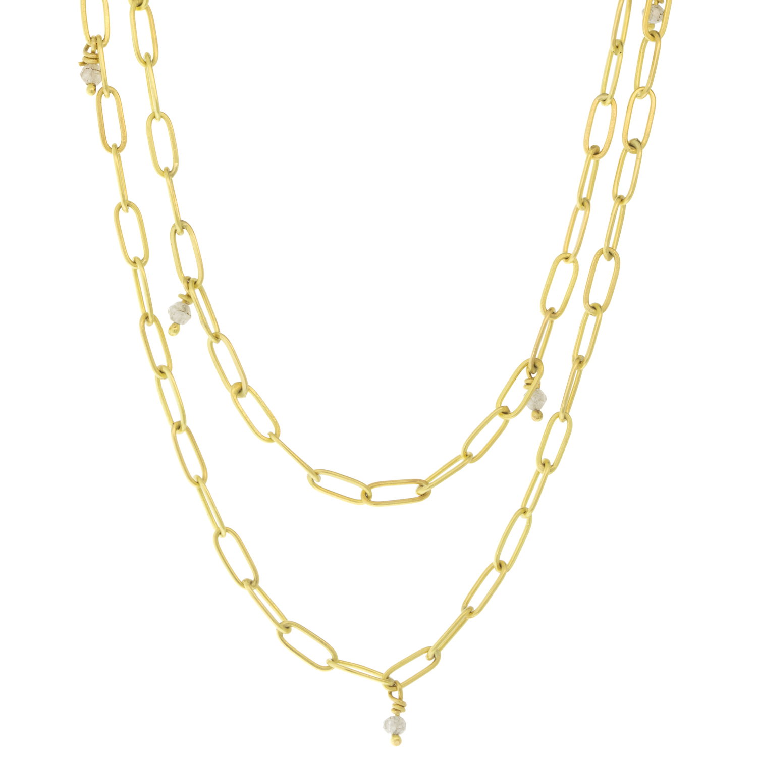 Lene Vibe: 18K gold, mini popsicle necklace with diamond beads, 33"