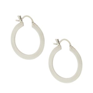 Jane Diaz: Small satin finish hoop earrings, SS, measure 1" in diameter