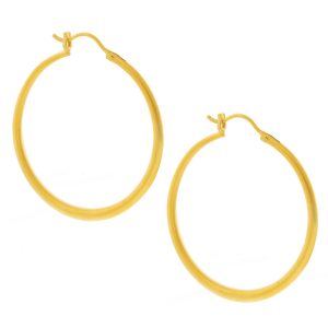 Jane Diaz: Large Tapered Hoop Earrings, Gold Plate