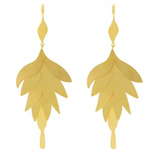 Jane Diaz: Large Petal Cascade Earrings, Gold Plate