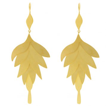 Jane Diaz: Large Petal Cascade Earrings, Gold Plate