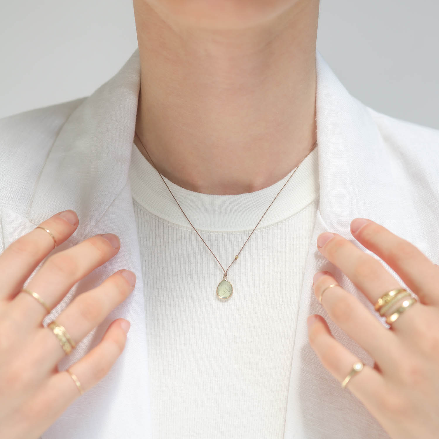 Margaret Solow: Necklace, 14k Gold,Prenhite
