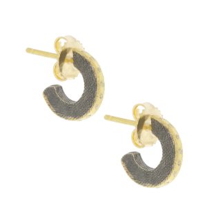 Rene Escobar: MAKE A MATE YG and Silver Small Hoop Earrings Set with 0.12ct in Diamonds, 1/2" x 1/16"