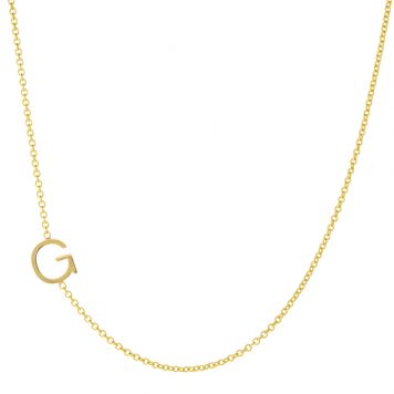 Maya Brenner: G necklace 14K yellow gold, 16" 1/4" x 3/16"