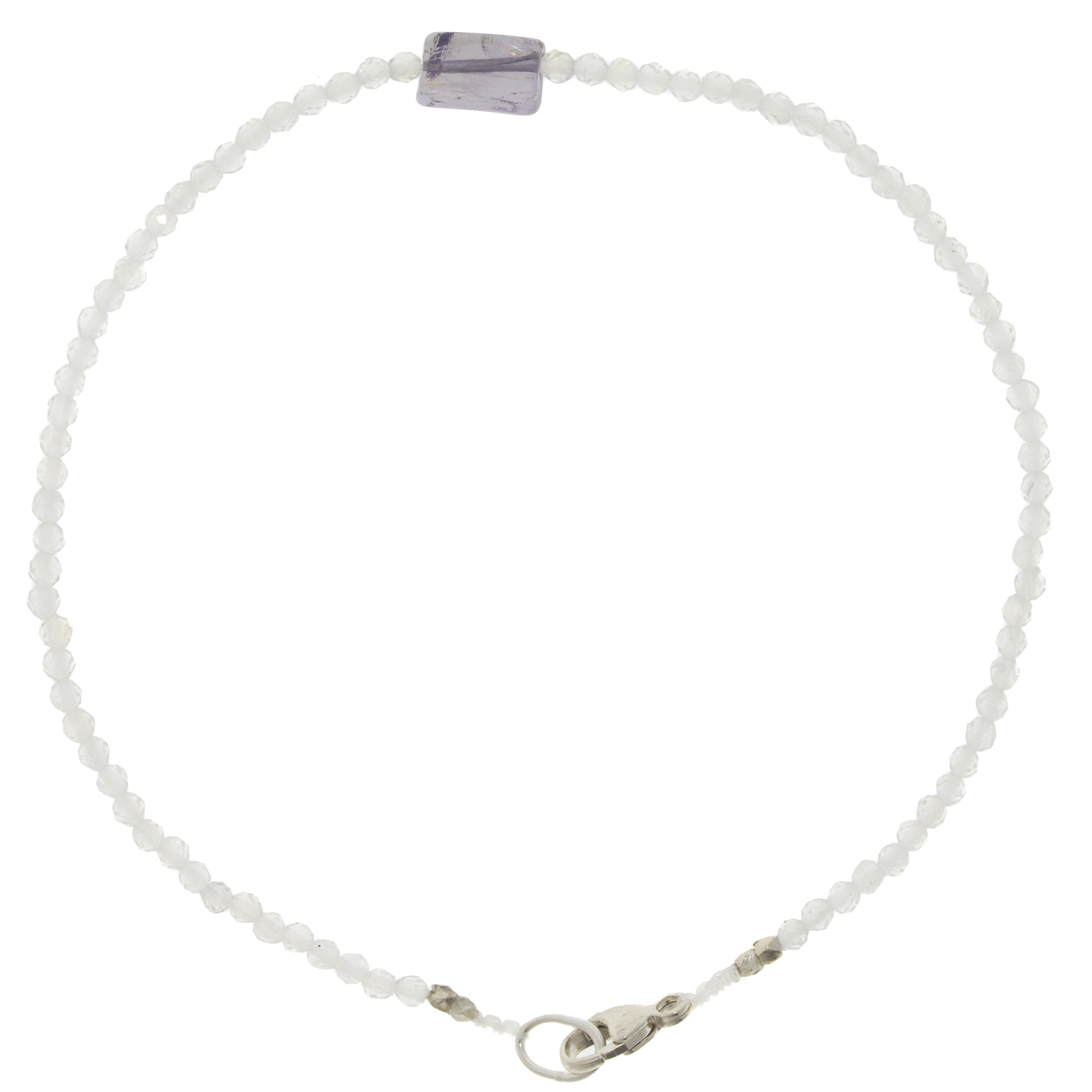 Margaret Solow: Bracelet, Rainbow moonstone & Iolite ,Silver clasp