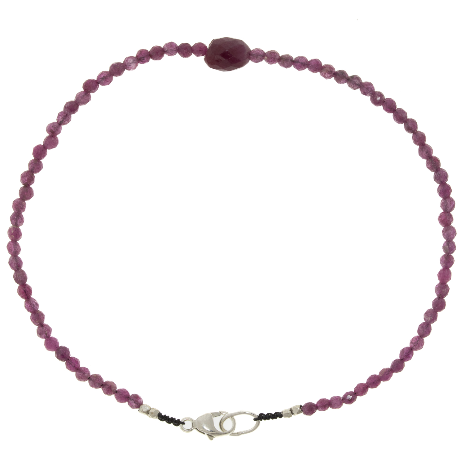 Margaret Solow : Bracelet,Ruby with Faceted ruby bead,SS Clasp