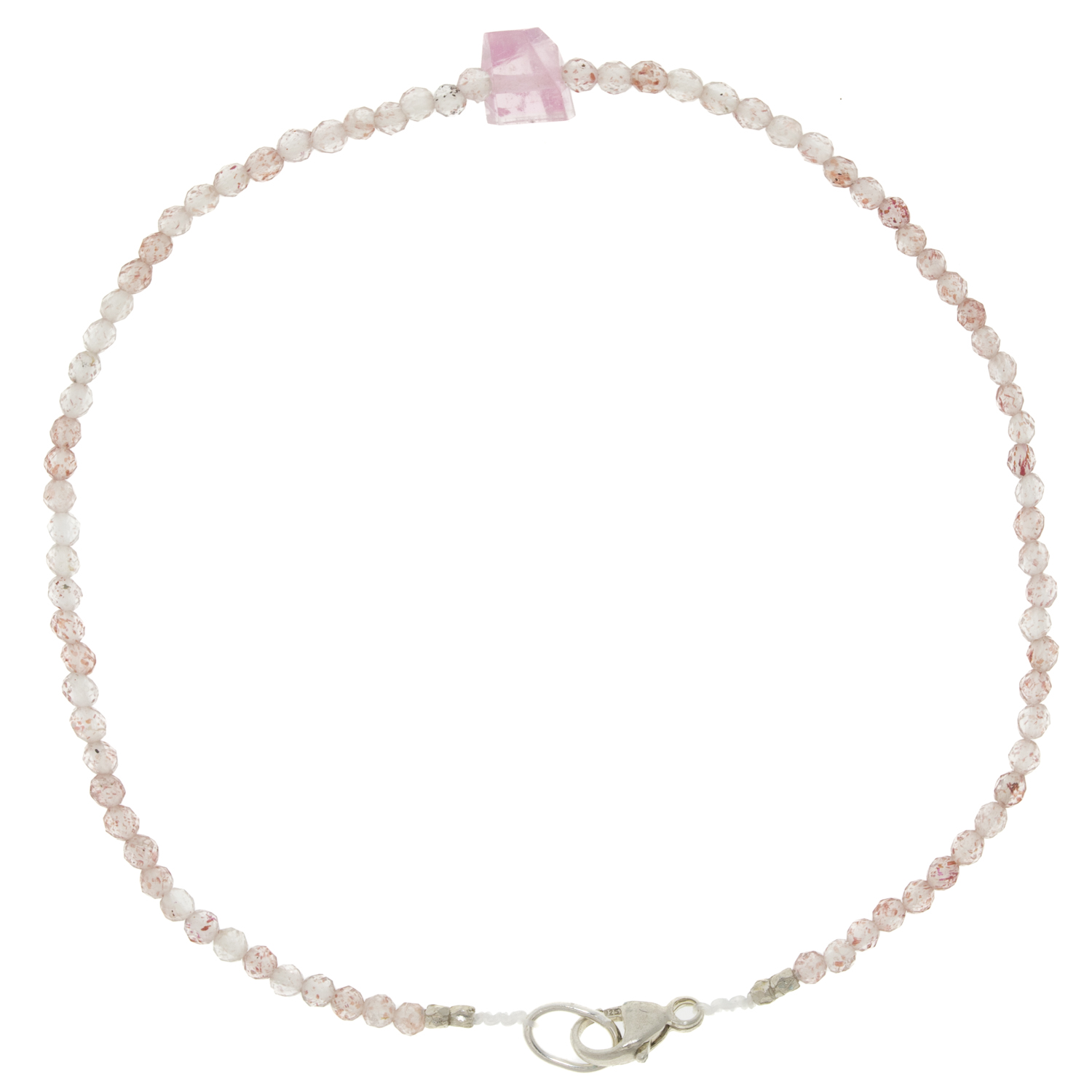 Margaret Solow: Bracelet, Strawberry quartz & Spinel ,Silver clasp