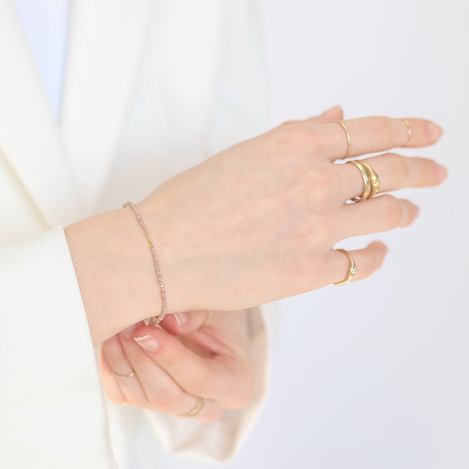 Margaret Solow : Beaded bracelet,18k bead ,Chocolate Moonstone