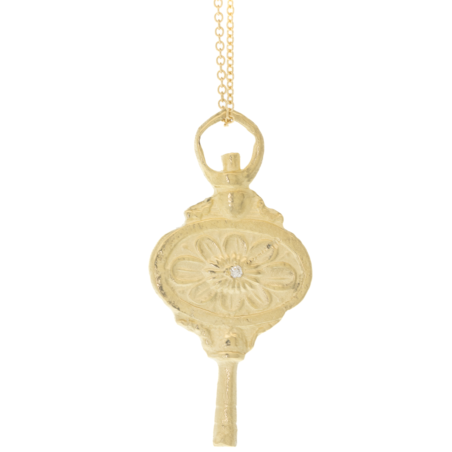 Robin Haley: Necklace, Key artifact, 14kyg, tcw .03