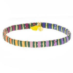 SHASHI :Tilu Bracelet ,24k Gold Plated Beads , silk/cotton tassel,BEGONIA
