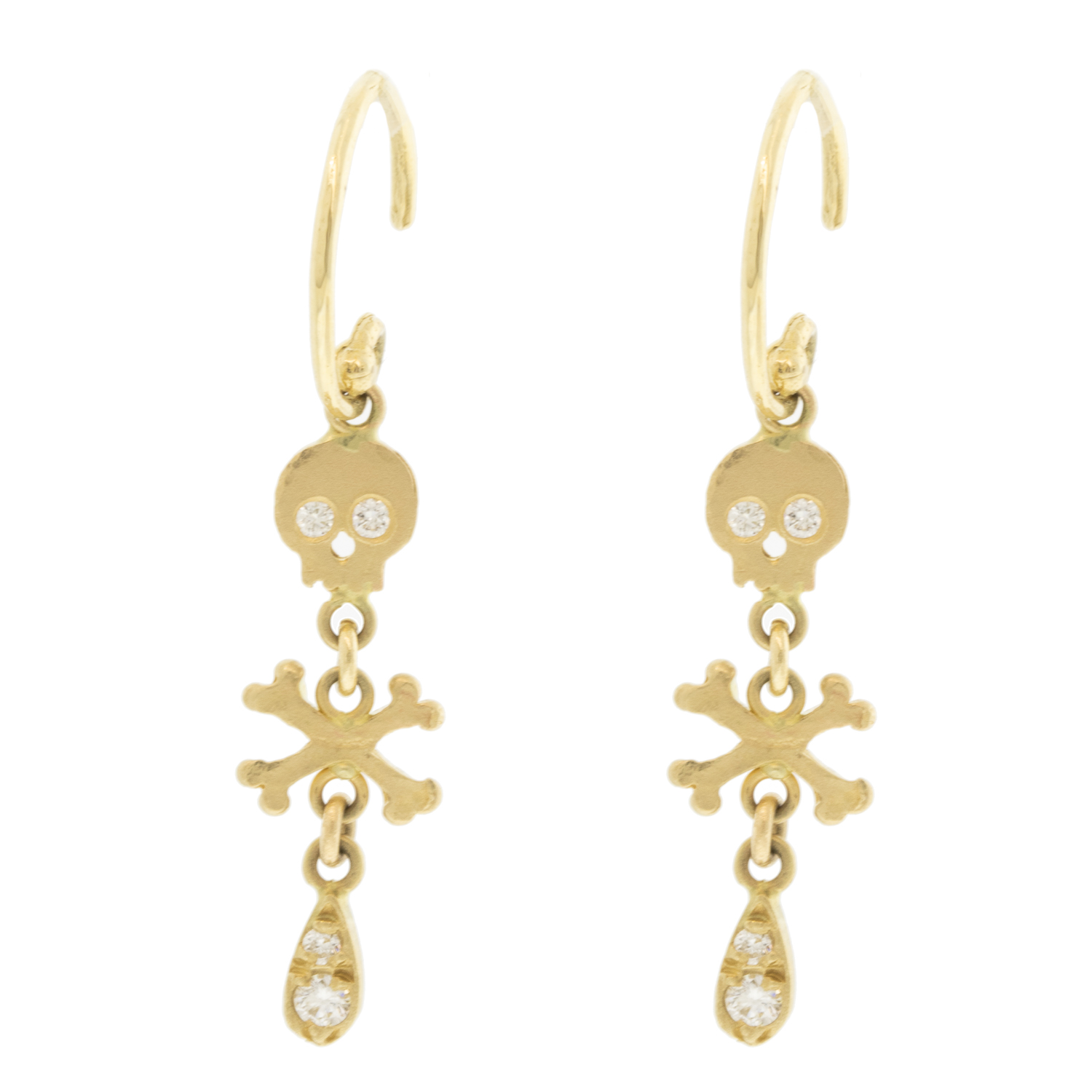 Victoria Cunningham Trunk Show: Earrings,14K Skull,crossbones & pave petal
