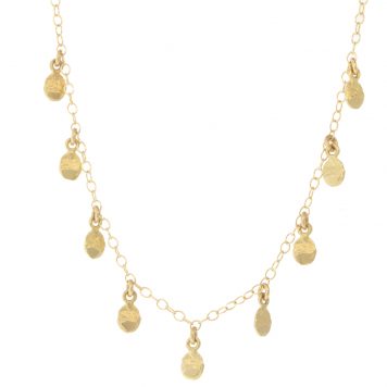 Victoria Cunningham Trunk show : Necklace, Flakes, 9 Tiny Golden Flakes, 14K Yellow Gold.