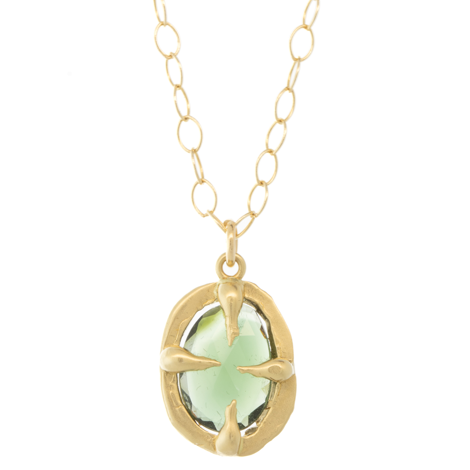 Victoria Cunningham Trunk Show : Necklace,14k Yellow Gold,Green Tourmaline, 3/4" x 7/16" including bail, 16 1/2" - 17 1/2"