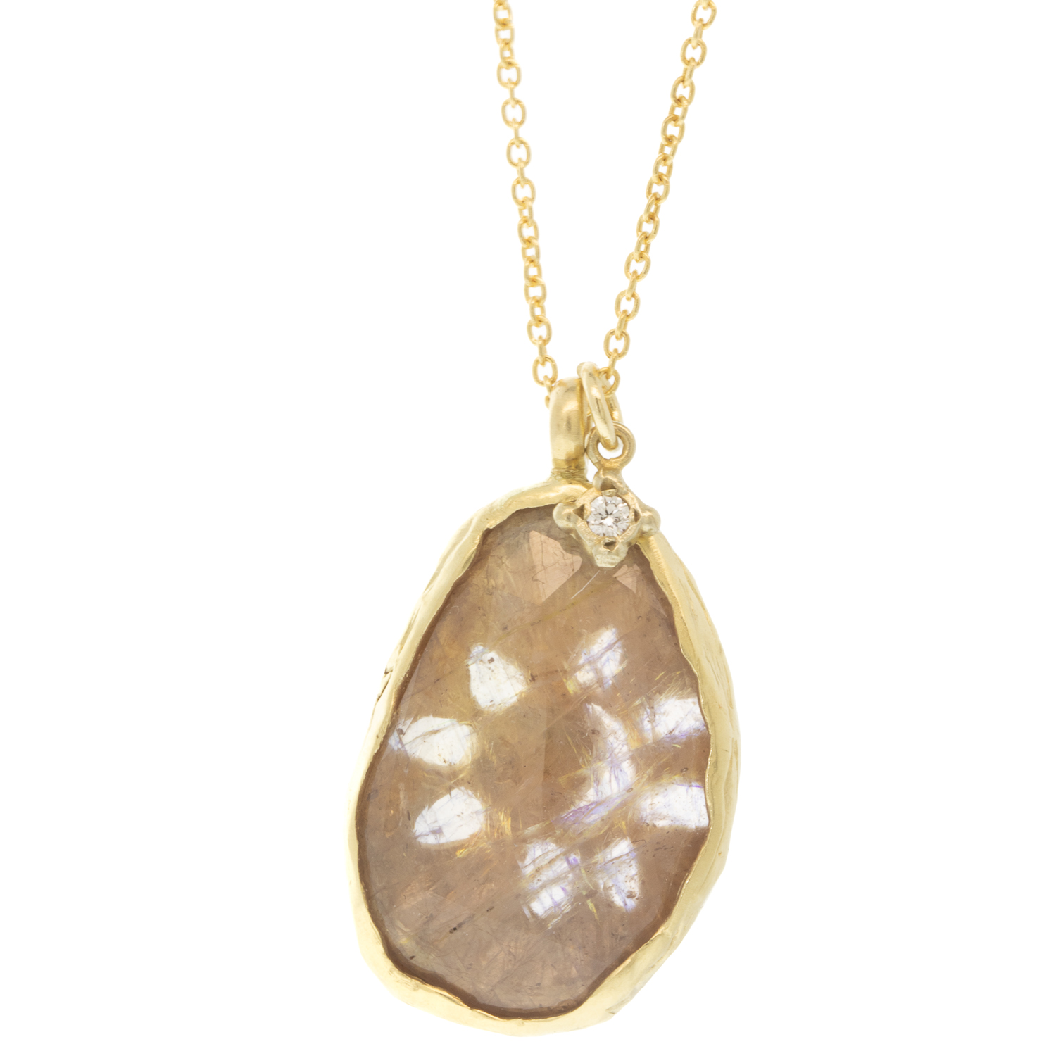 Victoria Cunningham Trunk Show: Necklace,17 ct Light pink sapphire,14k Moon & star, hanging diamond