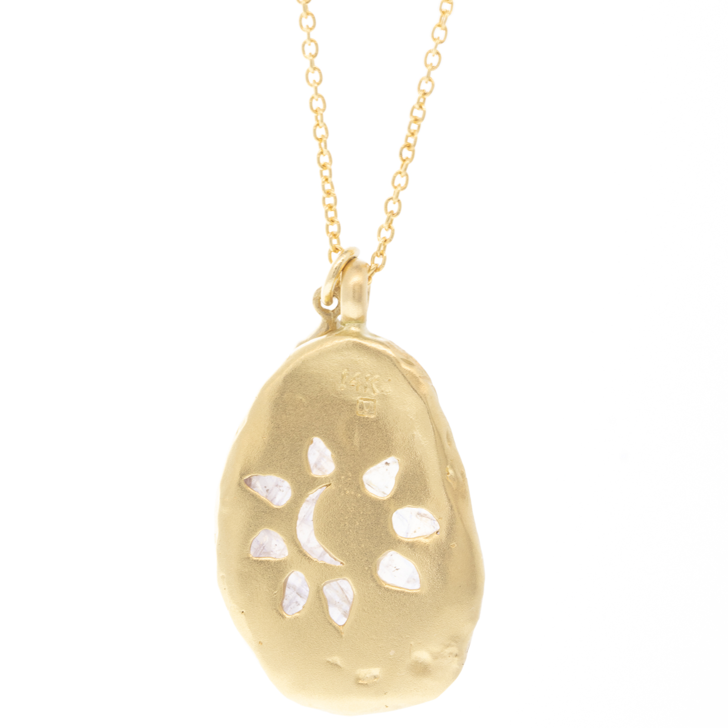 Victoria Cunningham Trunk Show: Necklace,17 ct Light pink sapphire,14k Moon & star, hanging diamond