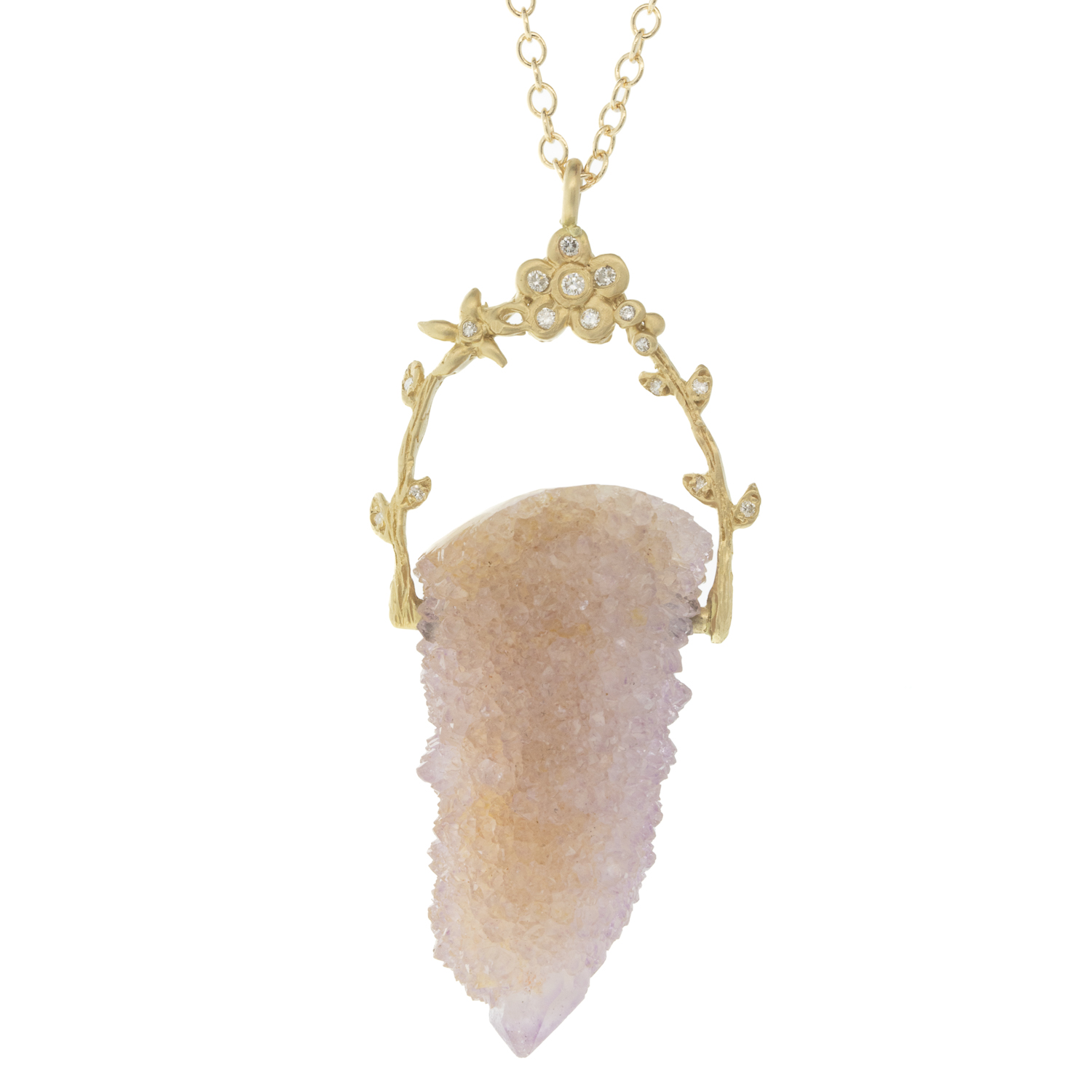 Victoria Cunningham Trunk Show: Necklace, 14K Amethyst Duzy,Diamond Flowers