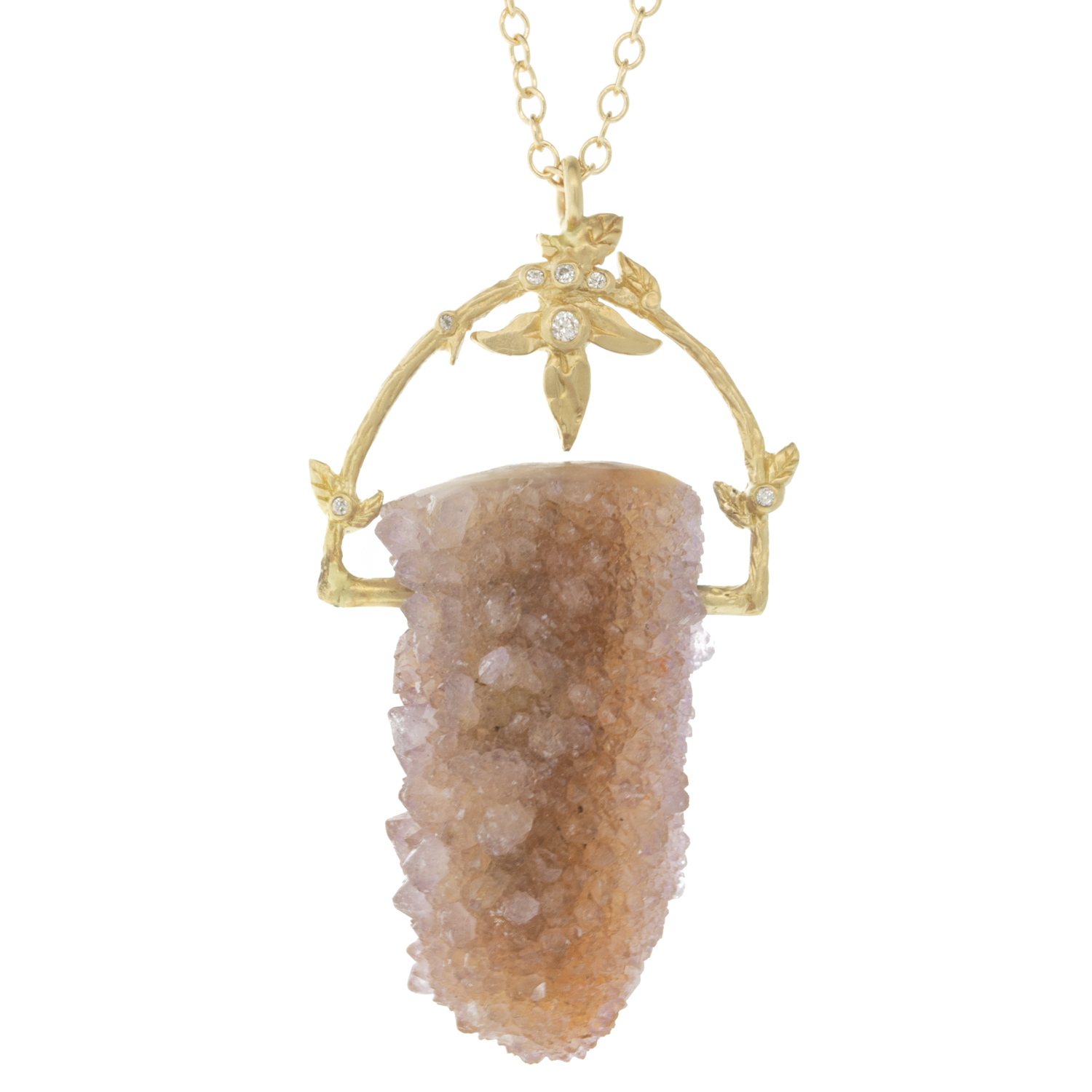 Victoria Cunningham Trunk Show: Necklace, 14K Amethyst Duzy,Diamond Flowers