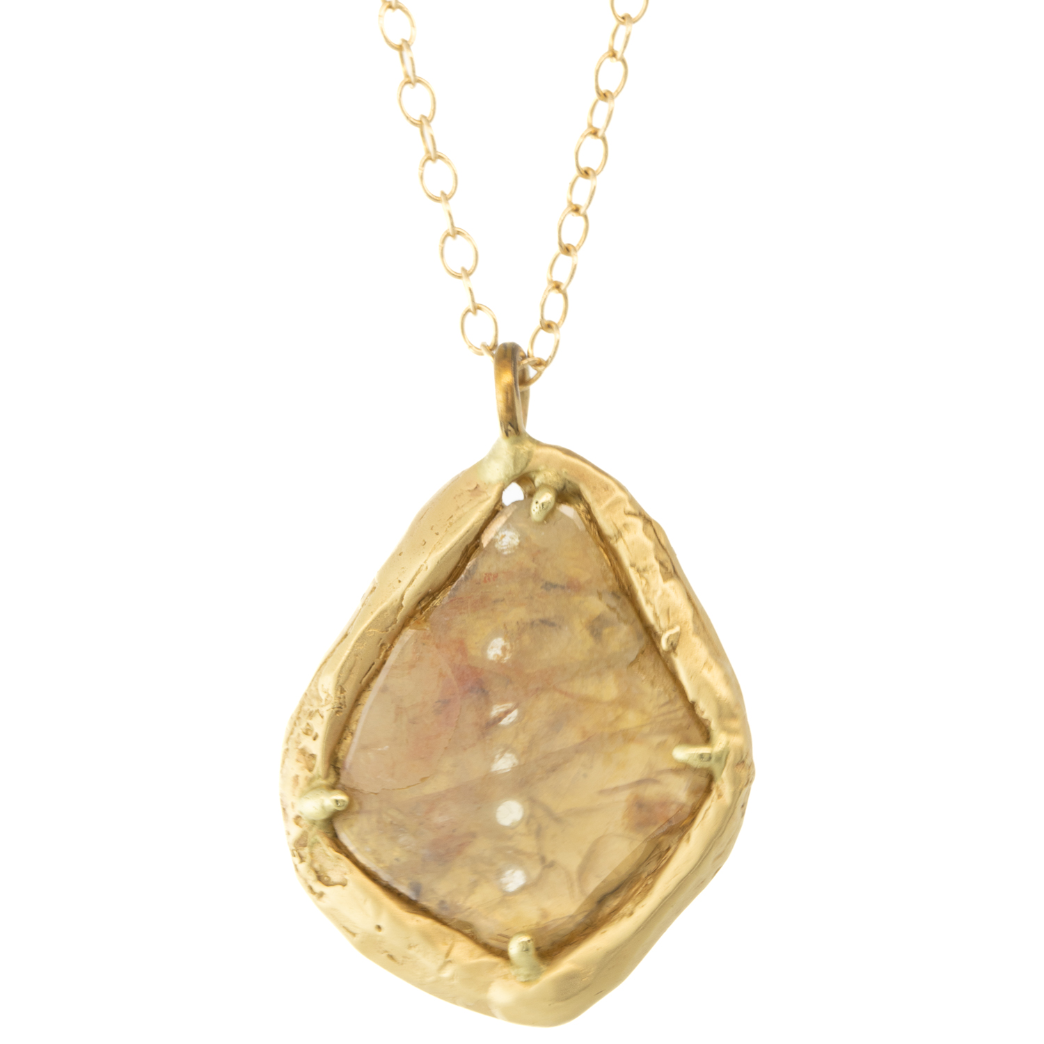 Victoria Cunningham Trunk Show : Necklace,One of a kind,14k Yellow Gold,Diamond chakra buddha,2.33ct golden diamond