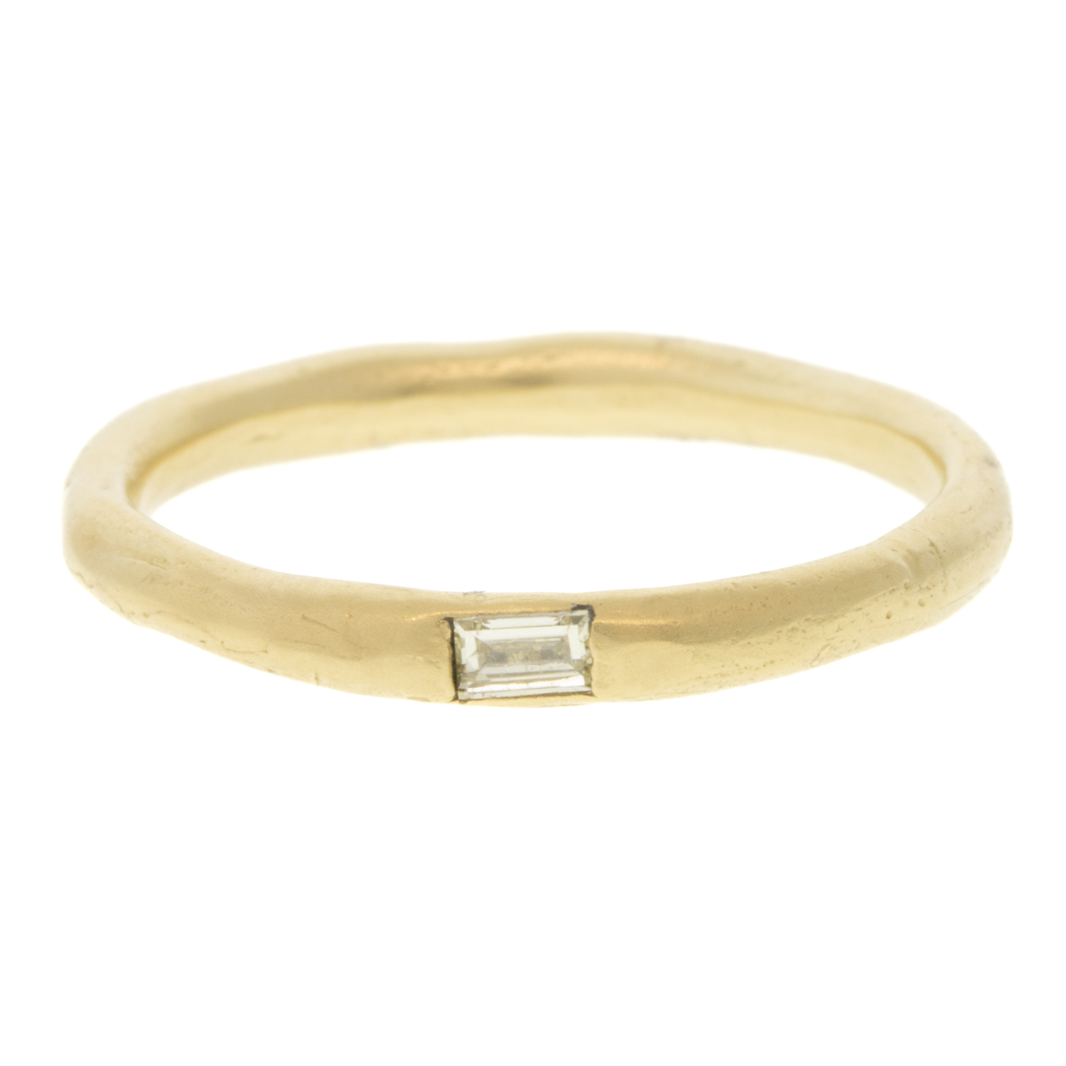 Victoria Cunningham Trunk show : Organic band with baguette, 14K Yellow Gold.