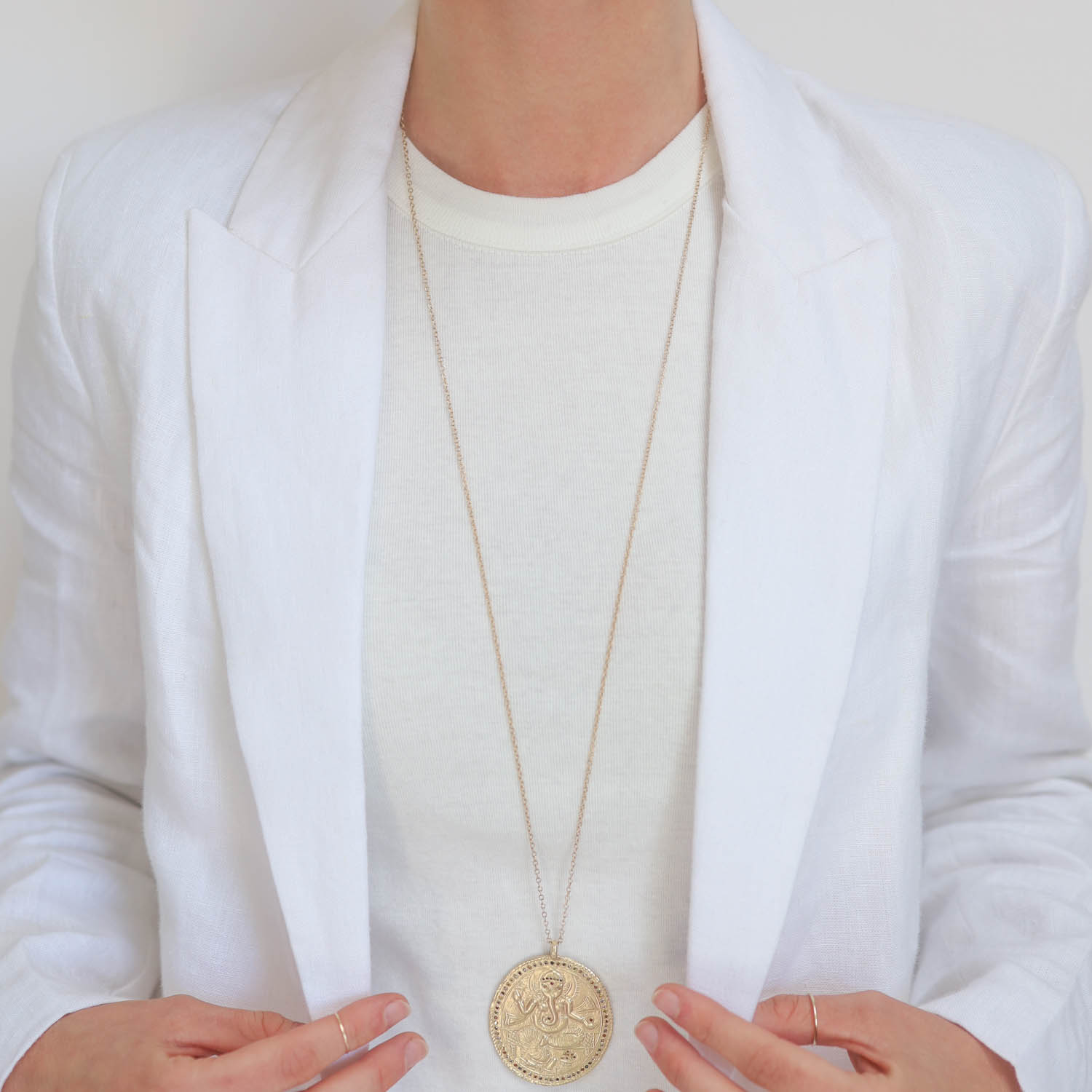 Victoria Cunningham Trunk Show: Necklace,14K XL Ganesh,.85ct cognac diamonds