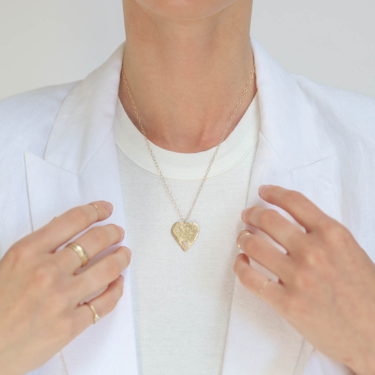 Victoria Cunningham Trunk Show :Necklace,14k Yellow Gold, Bird on Heart