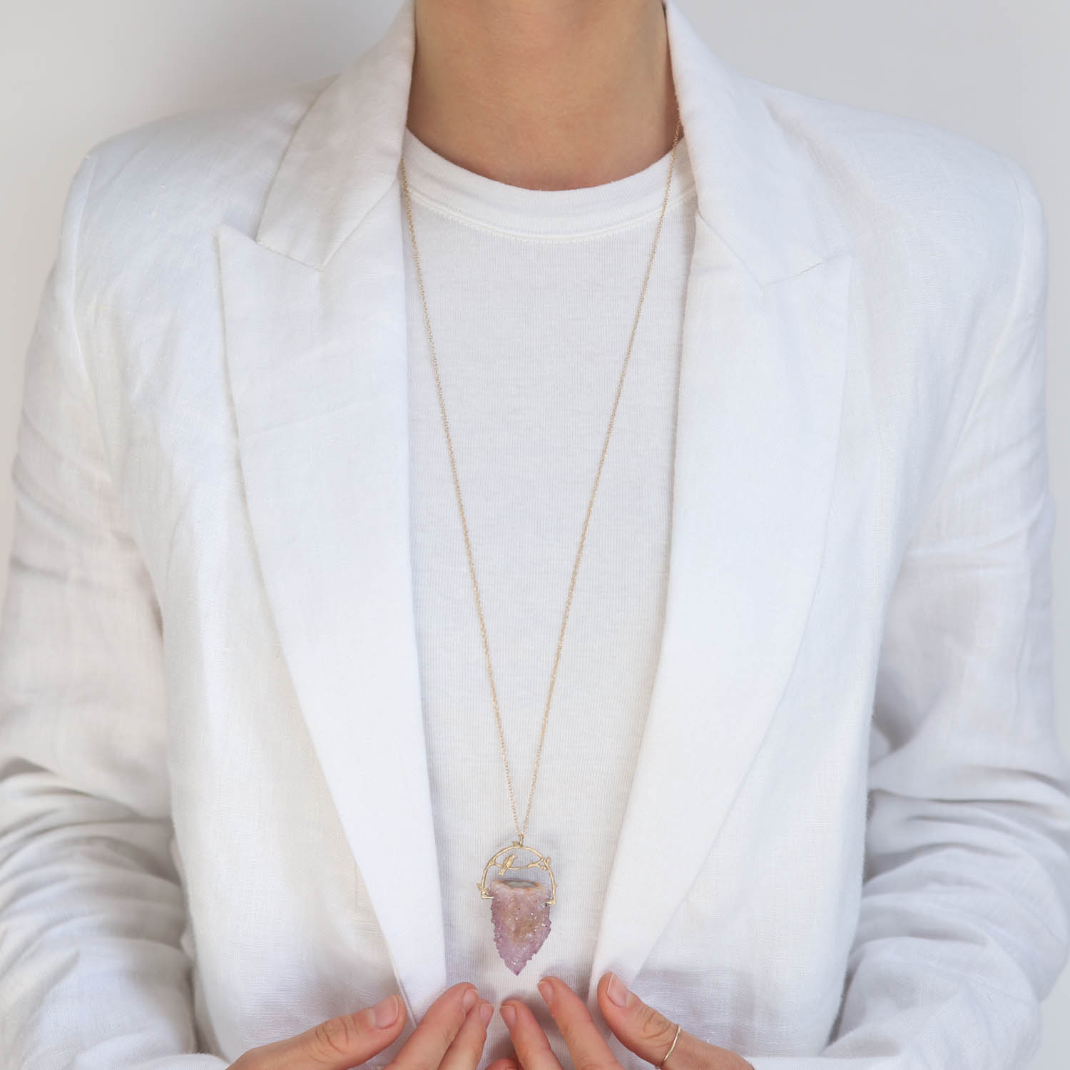 Victoria Cunningham Trunk Show: Necklace, 14K Amethyst Duzy,Bird on branch