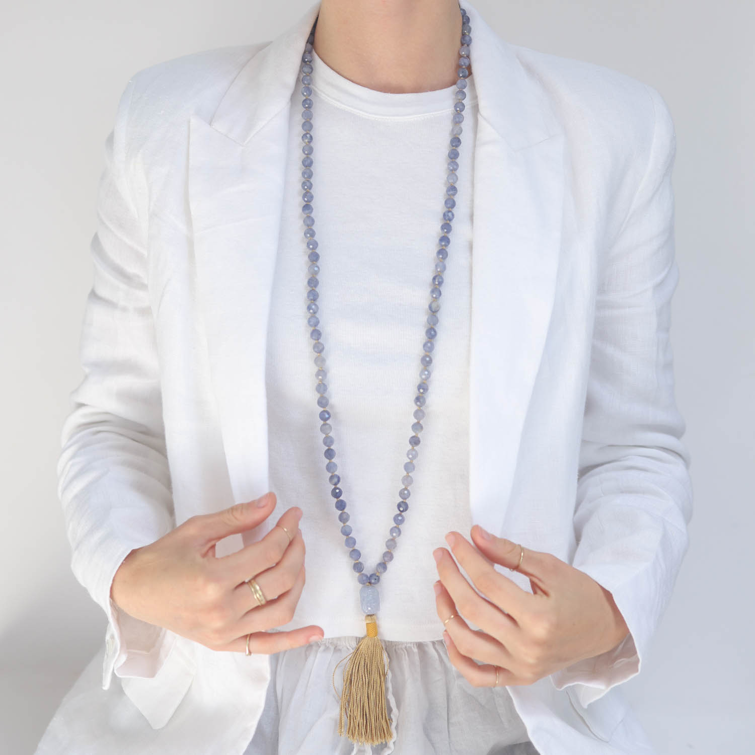 Victoria Cunningham Trunk Show : MALA Carved Jade Buddha ,Iolite beads