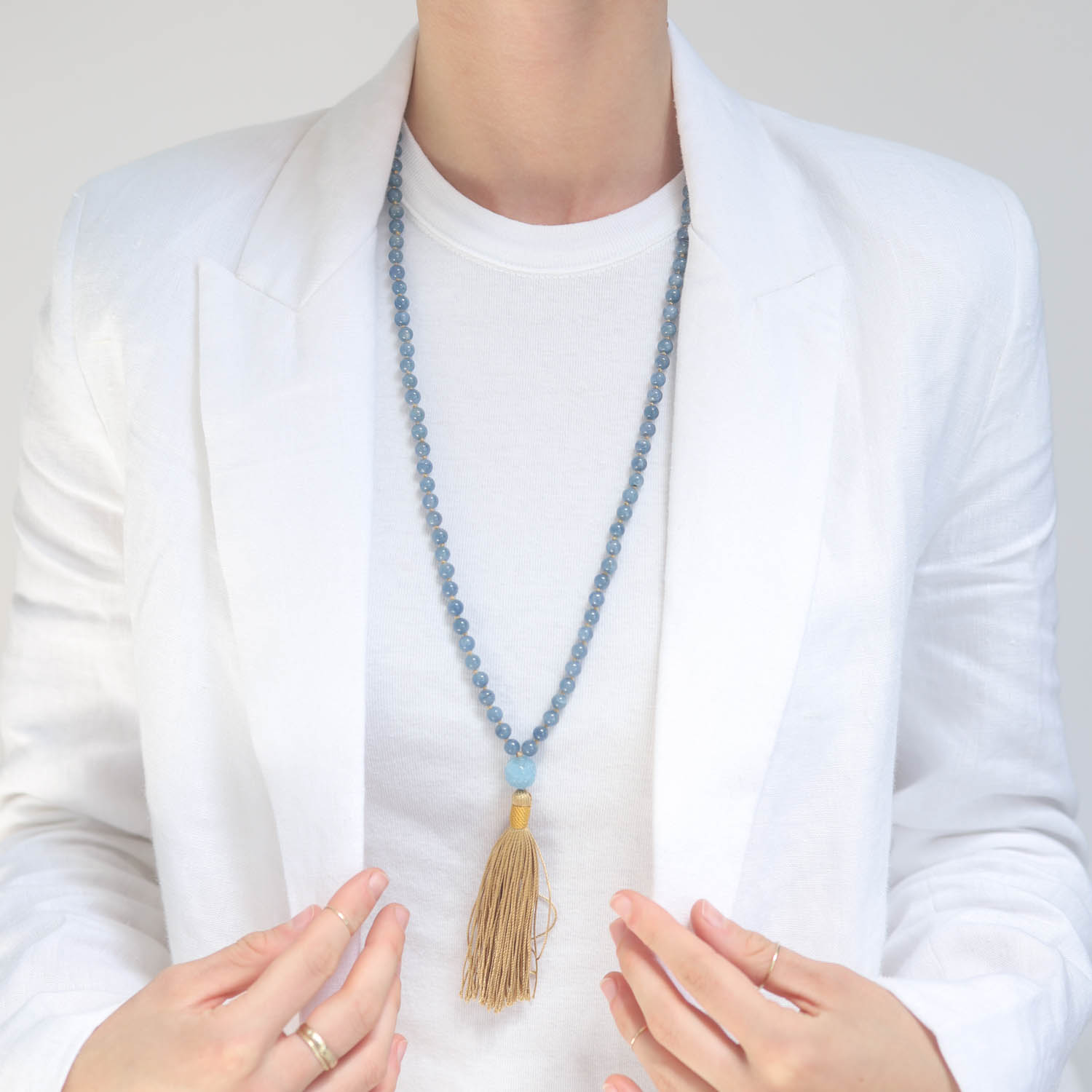 Victoria Cunningham Trunk Show : MALA Beads,Small carved Aquamarine & Sapphire