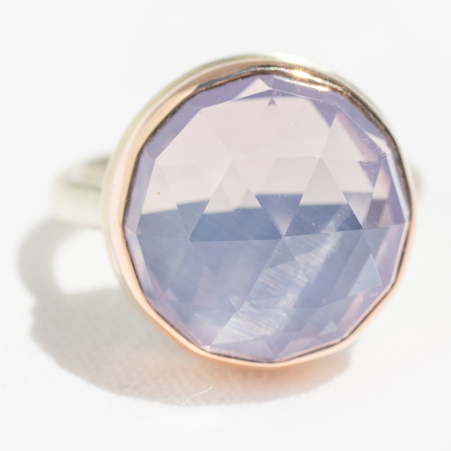 rose gold and silver ring with amethyst by jewelry designer Jamie Joseph