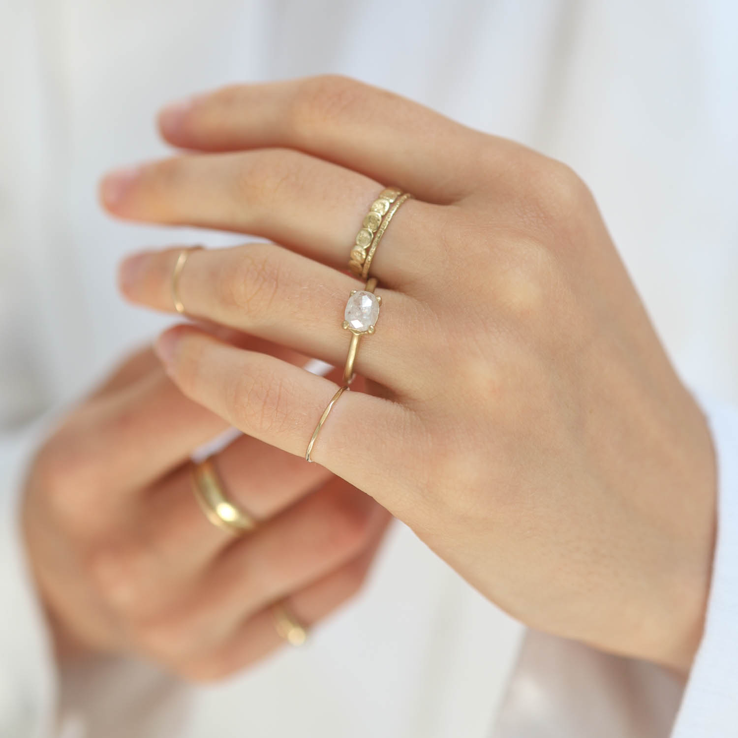 Victoria Cunningham Trunk Show: Ring,One of a kind,14k Yellow Gold,0.90 ct Rustic diamond solitaire