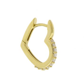Three Stories Jewelry: SINGLE,Pave Heart hoop ,0.08tcw diamonds,4K yellow gold