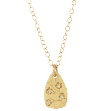 Victoria Cunningham Trunk Show: 14K Teardrop Cherry Blossom, Chain measures 16 1/2", Pendant measures 1/2" x 5/16" including bail