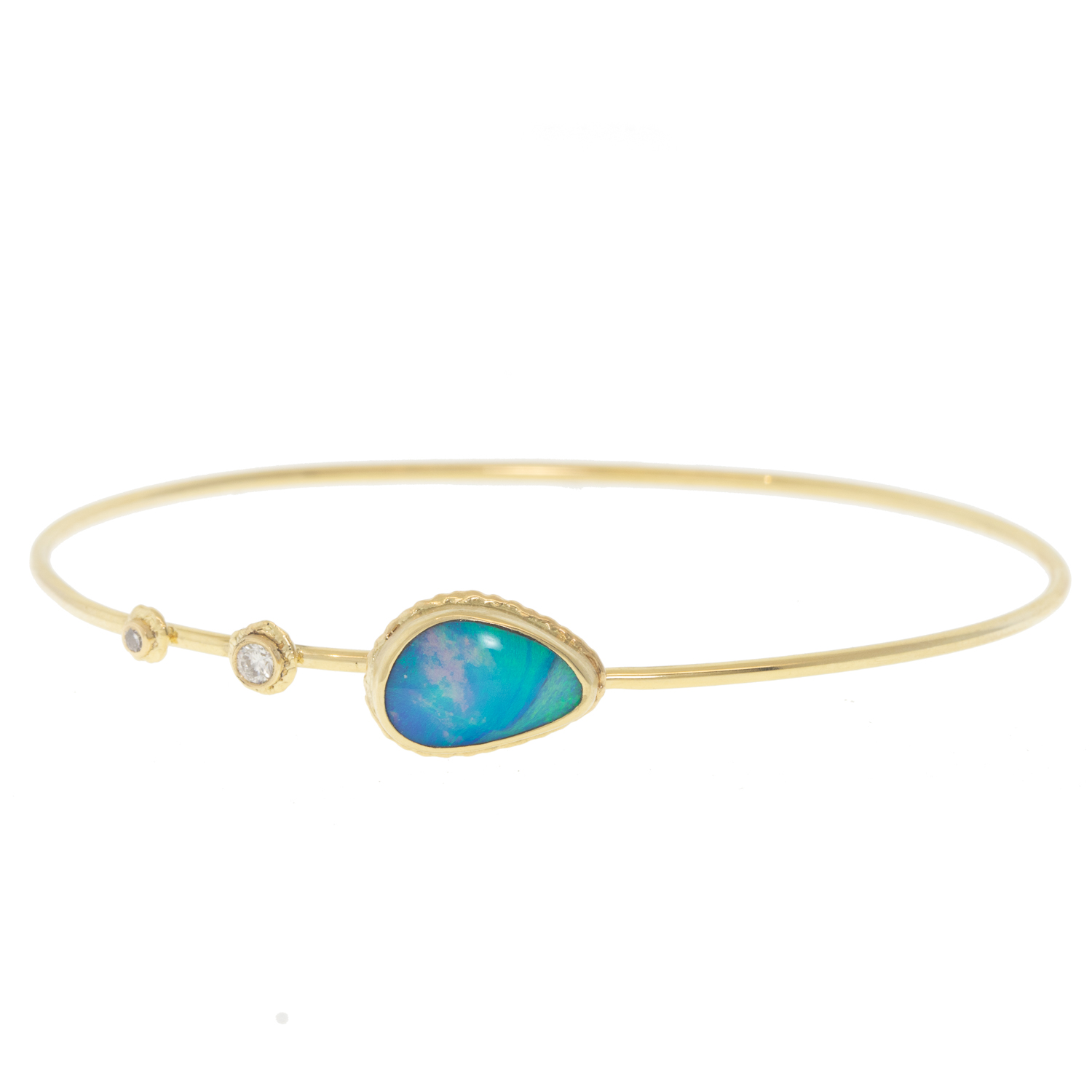 gold bracelet with opal and diamonds by jewelry designer Jamie Joseph