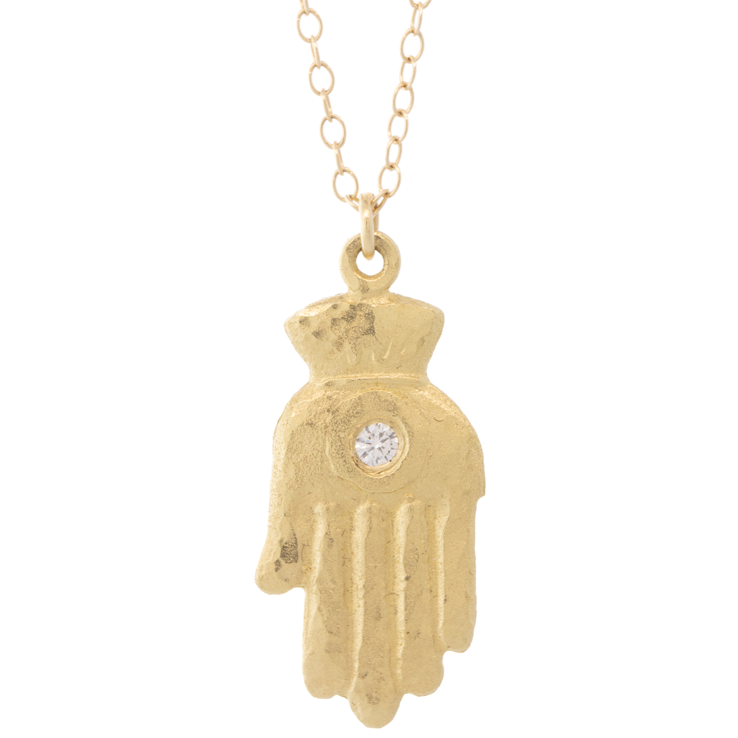 Victoria Cunningham Trunk Show : Necklace,14k Yellow Gold,Large Hamsa with diamonds,20"