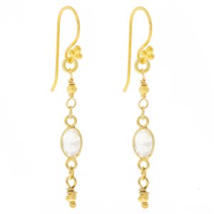 Robindira Unsworth: Fashion earrings, 14k gold vermeil, Single CZ Dangle