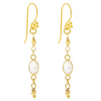 Robindira Unsworth: Fashion earrings, 14k gold vermeil, Single CZ Dangle