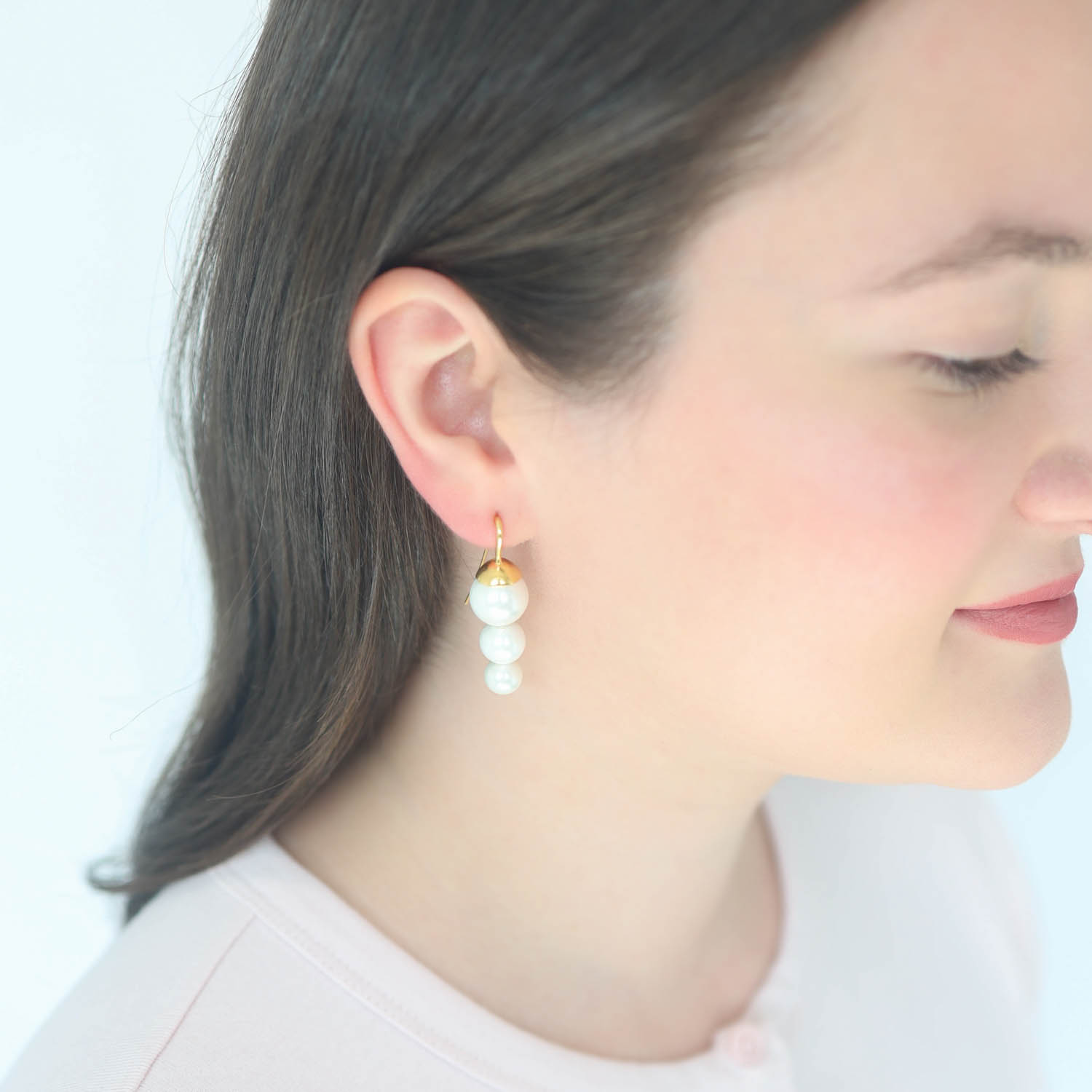 Catherine Canino : Earrings,Pea pod,Medium size,WHITE, 2 1/4" x 3/8" including earwire