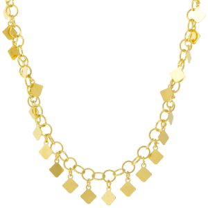 Robindira Unsworth: Fashion,Necklace,Square Dangle,14k gold vermeil,19"