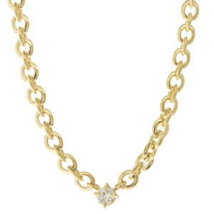gold chain necklace with diamond by jewelry designer Lizzie Mandler