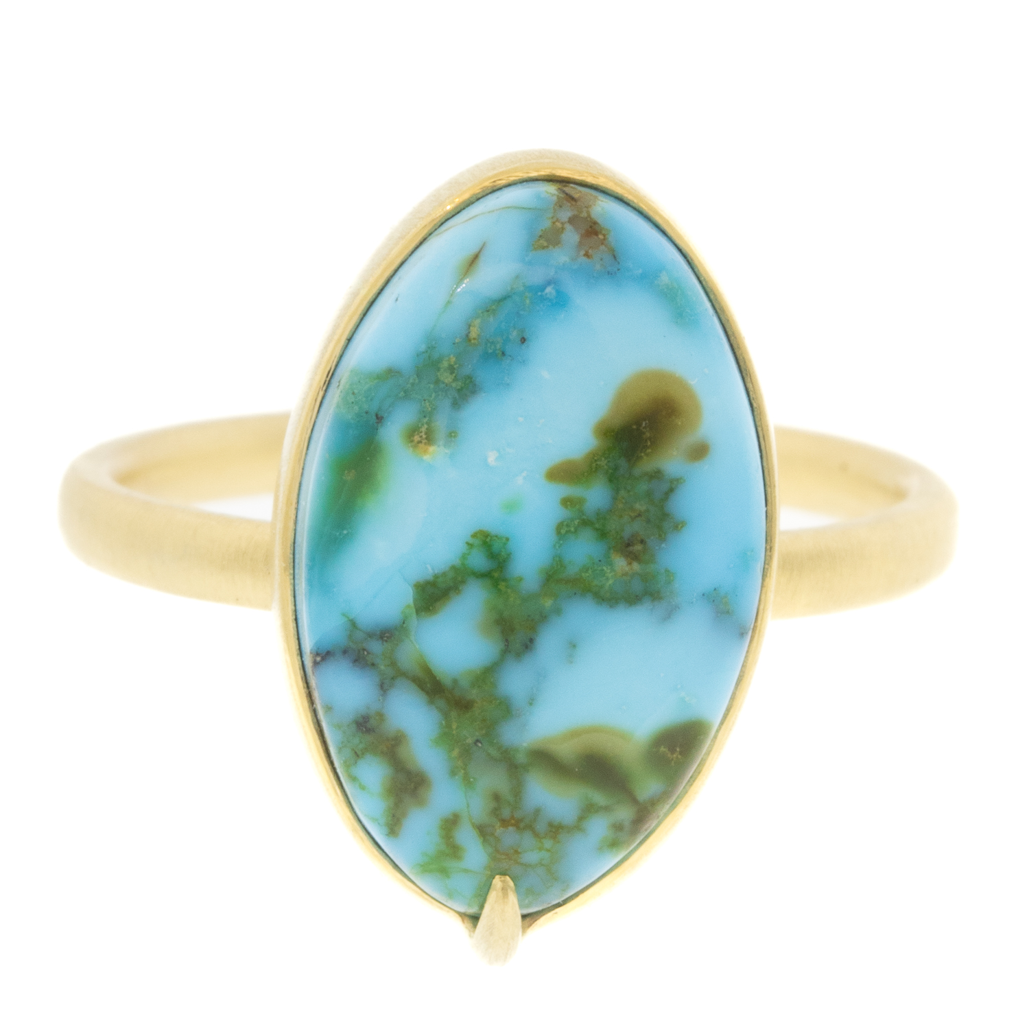 Hannah Blount : Arroyo Turquoise Ring, 6ct, 14K Gold, Fine Silver, Size 6.5, 11/16" x 7/16"