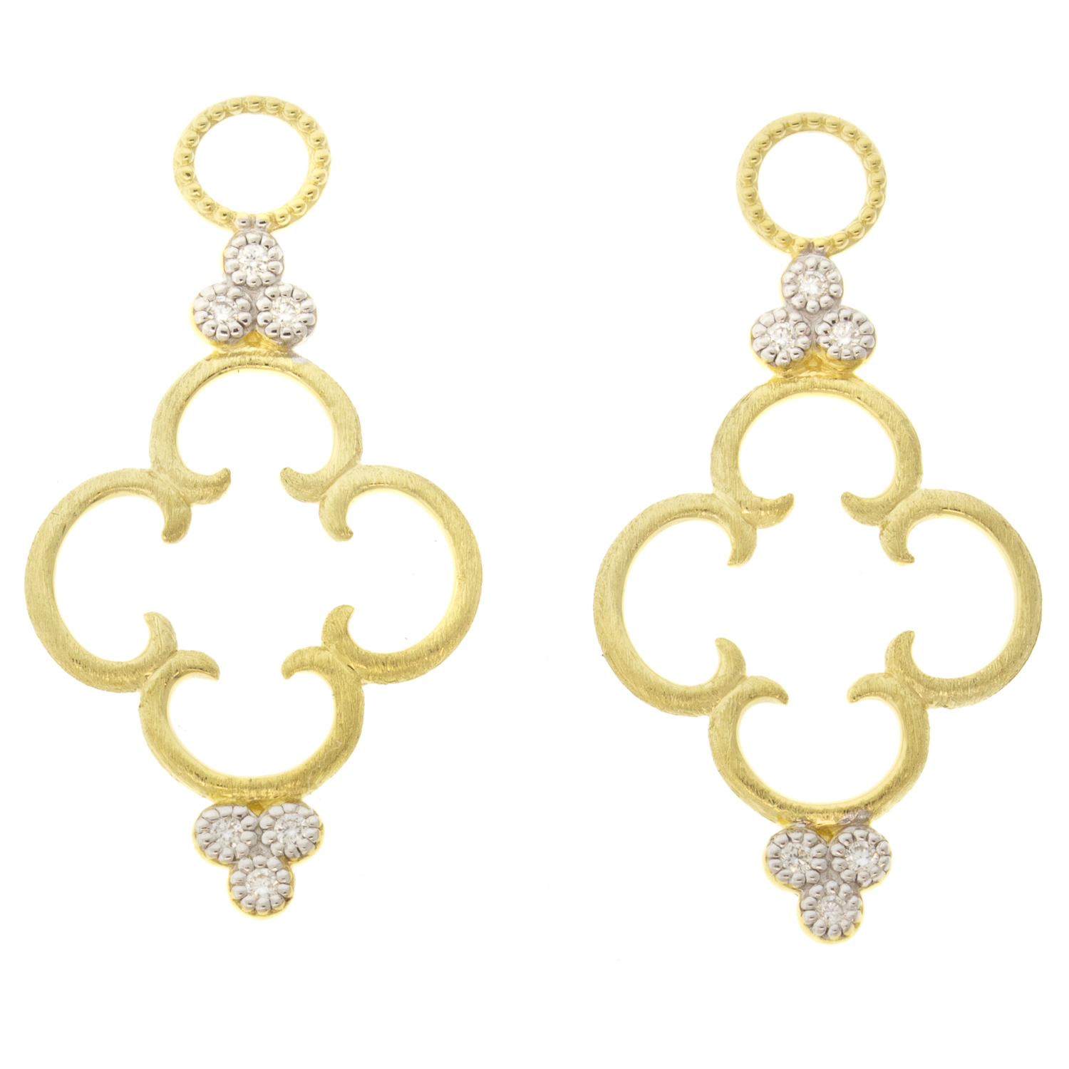 Jude Frances: Enhancers, Provence Simple Clover Diamond Earring Charms, Set of 2, 18k yg, .09 diamond tcw