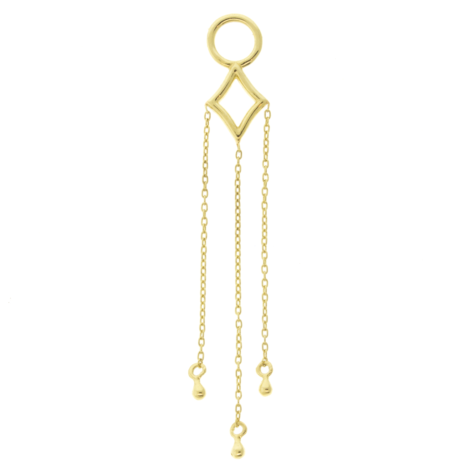 Jude Frances: Enhancer, Petite Triangle Three Strand Charm, 18k yg