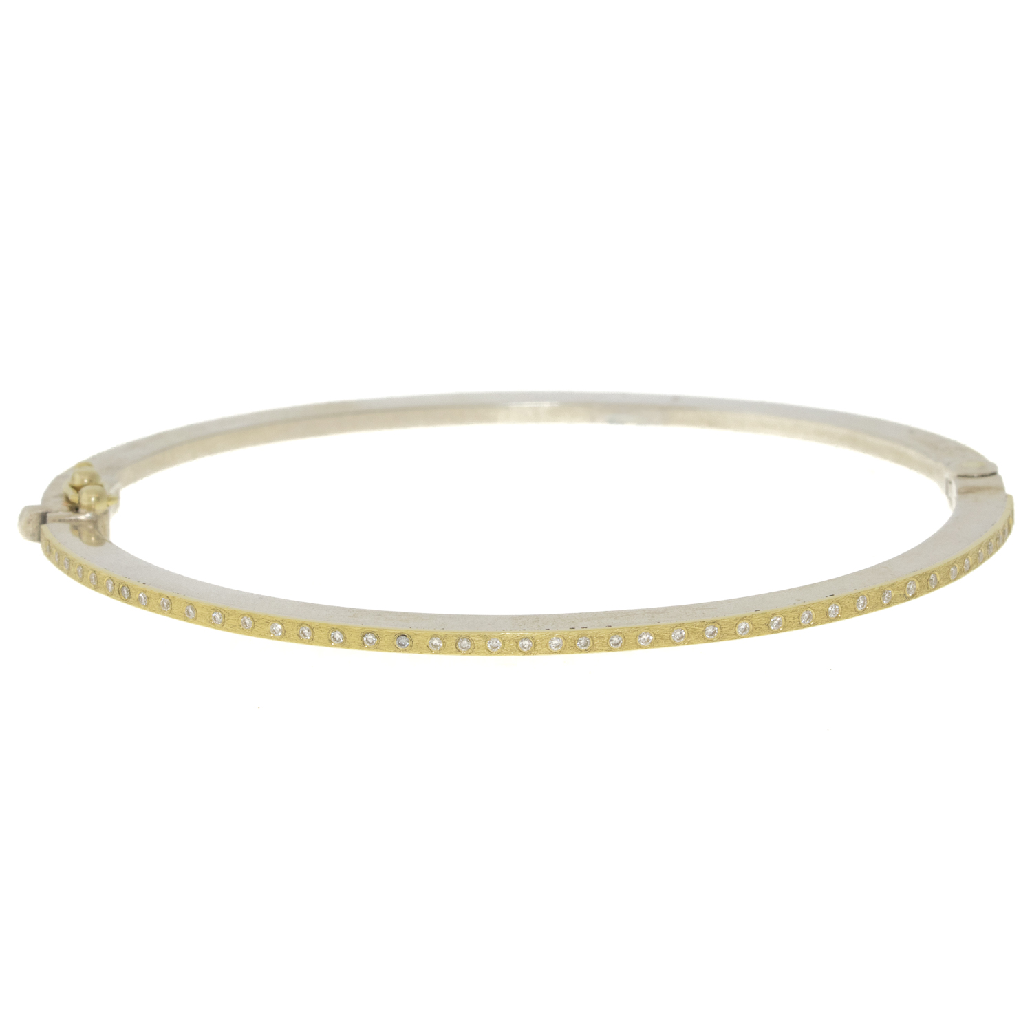 Rene Escobar: Bangle, SUPER SKINNY, 1.8mm ADAM ,18k Yellow gold front & back w/ 0.35 ct diamonds