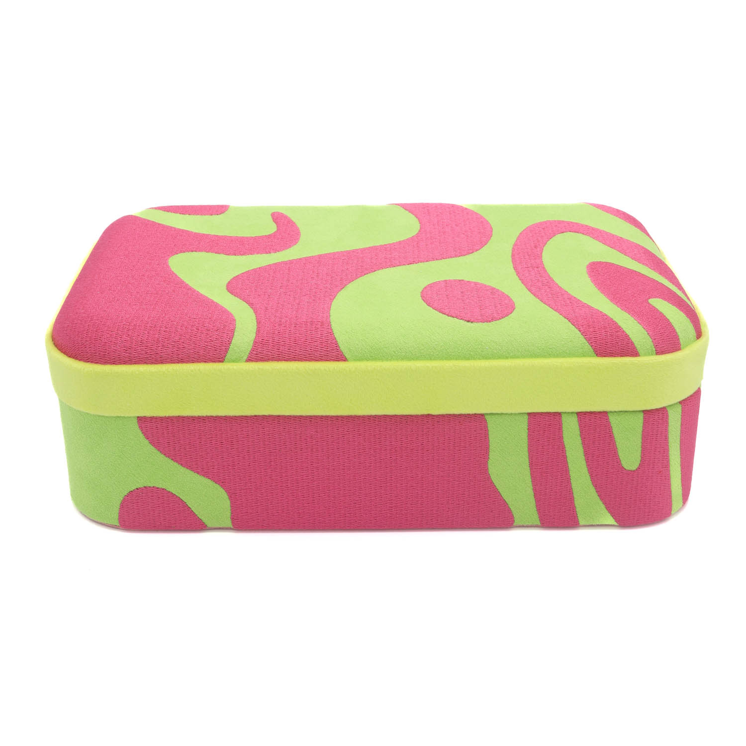 WOLF: Bea Bongiasca Medium Jewelry Box-Green/Pink/Yellow L 10" x W 6" x H 3"