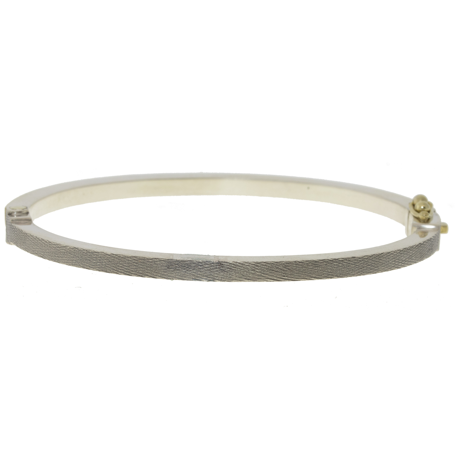 Rene Escobar:MARU,2.5MM YG FRONT & SS BACK BANGLE SET WITH 0.15CT IN DIAMONDS SIZE MED