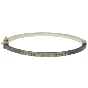 Rene Escobar: Bangle, ZOE, 2.5 MM WG Front Fishtail Section, SS Back, .48 ct diamonds, Med