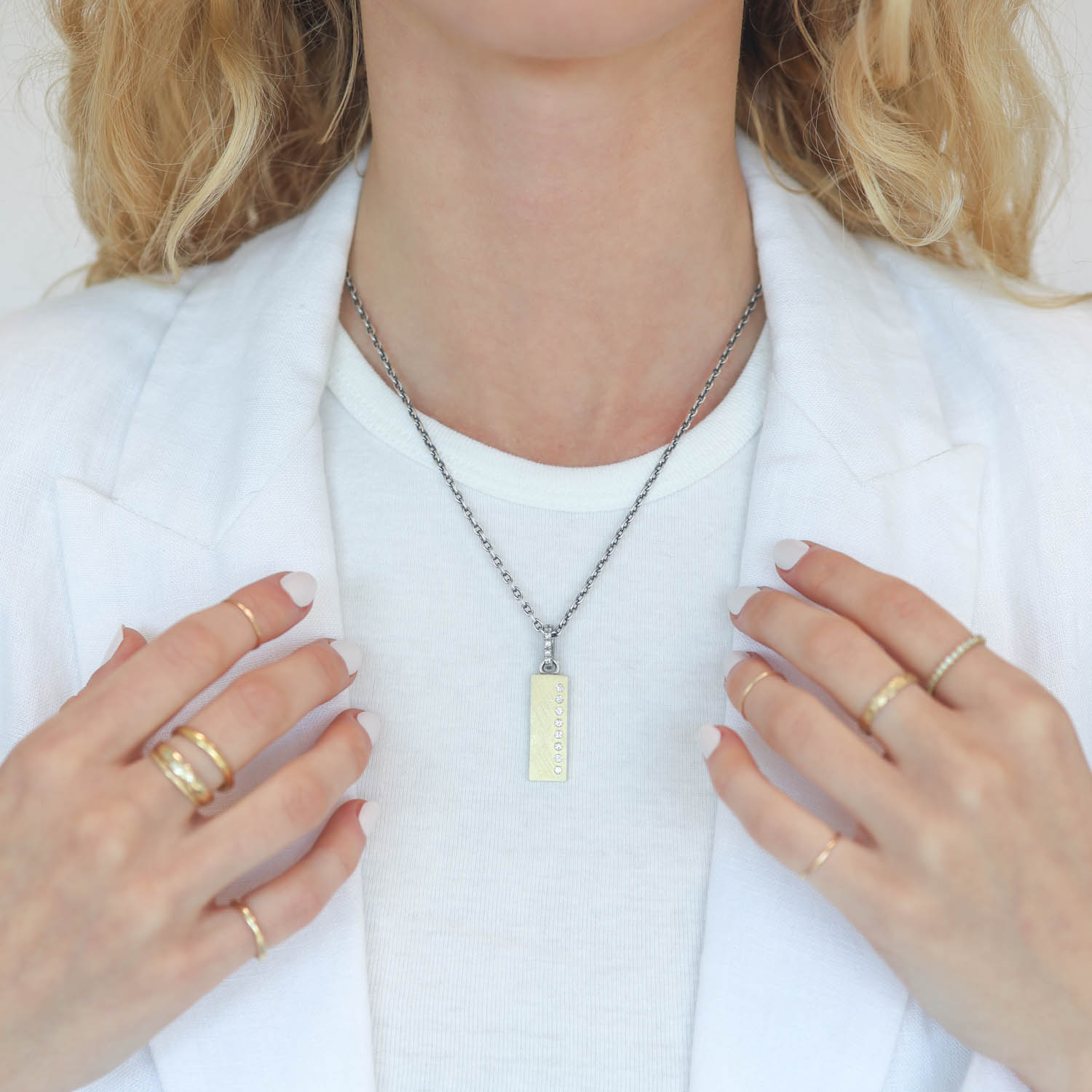 Rene Escobar Trunk Show: PENDANT IN SILVER YELLOW GOLD AND DIAMOND 0.35CT 9.50 GR TOTAL 6.5 SS 3 GR 18K