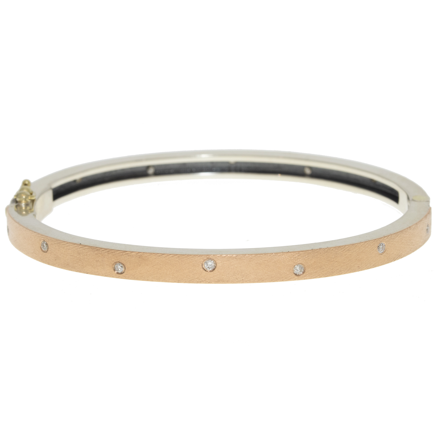 Rene Escobar Trunk show:BANGLE 4MM RG IN SILVER 18K RG AND 0.28CT DIAMONDS